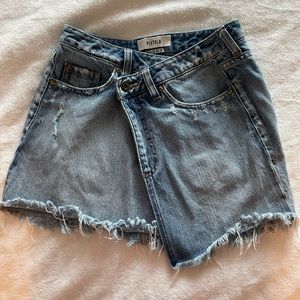 Cross Waist Mini Denim Skirt